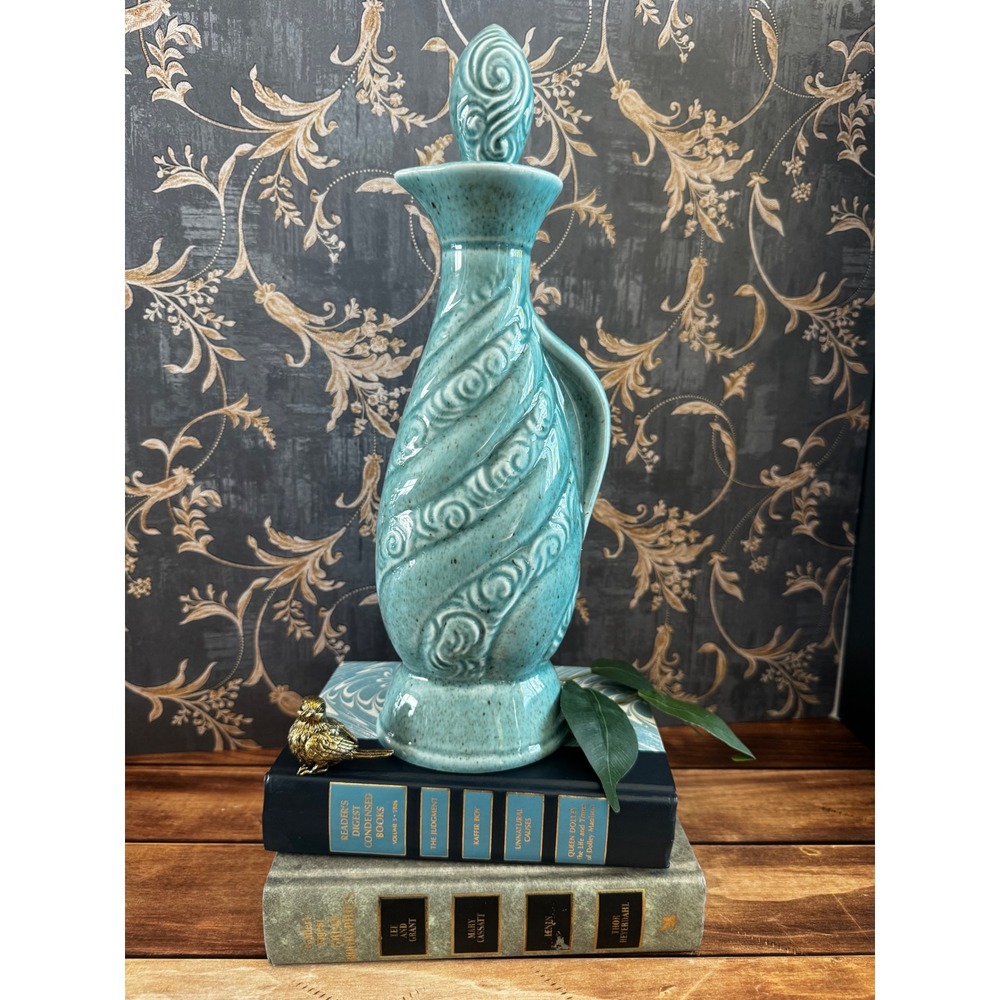 Vintage 1968 Beam Decanter Turquoise Swirl Regal China w Stopper